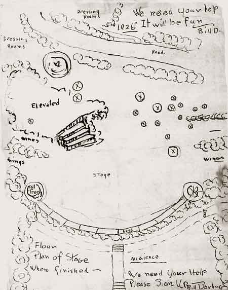 William C Darling's original hand drawn theater design. - 1925